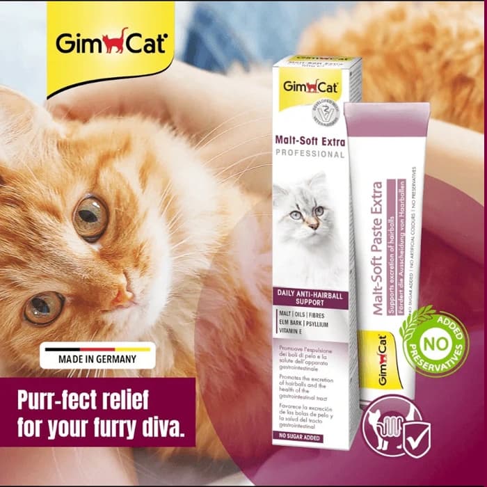 خمیر مالت گربه جیم کت برای رفع گلوله های مویی مدل اکسترا آنتی هیربال وزن 50 گرم GimCat Malt Soft Extra — تصویر ۳
