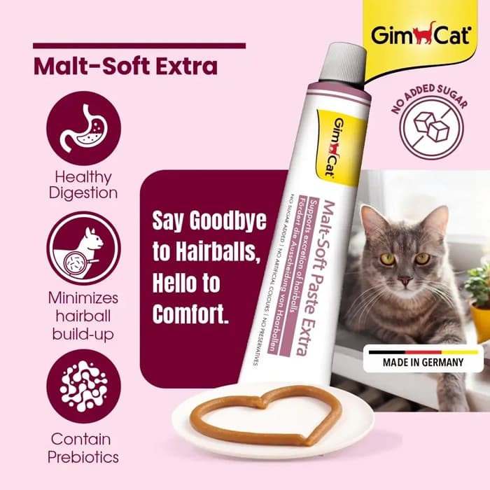 خمیر مالت گربه جیم کت برای رفع گلوله های مویی مدل اکسترا آنتی هیربال وزن 50 گرم GimCat Malt Soft Extra — تصویر ۷