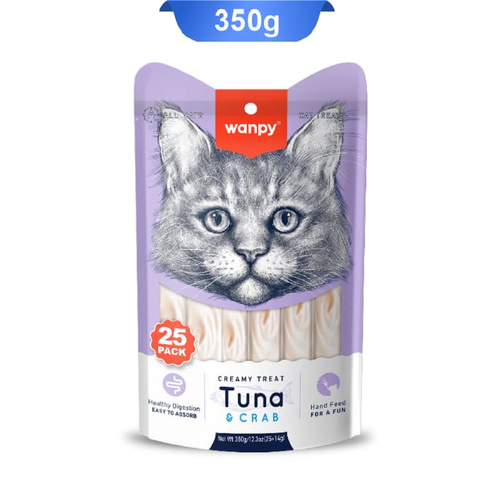 بستنی گربه ونپی طعم تن و خرچنگ بسته 25 عددی Wanpy Creamy Treat