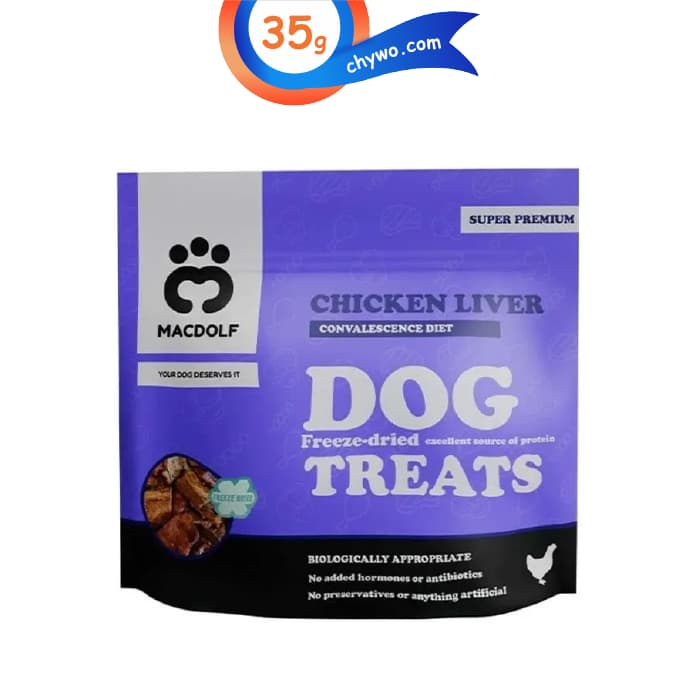 تشویقی سگ مکدلف طعم جگر مرغ وزن 35 گرم Macdolf Dog treats