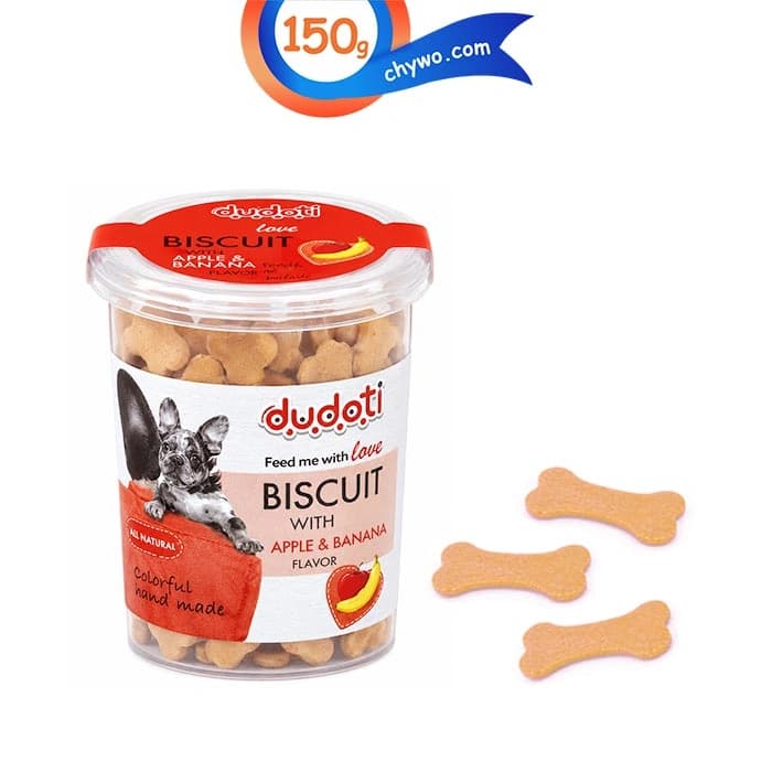 تشویقی بیسکوییتی سگ دودوتی طعم سیب و موز وزن 150 گرم Dudoti Dog Biscuit