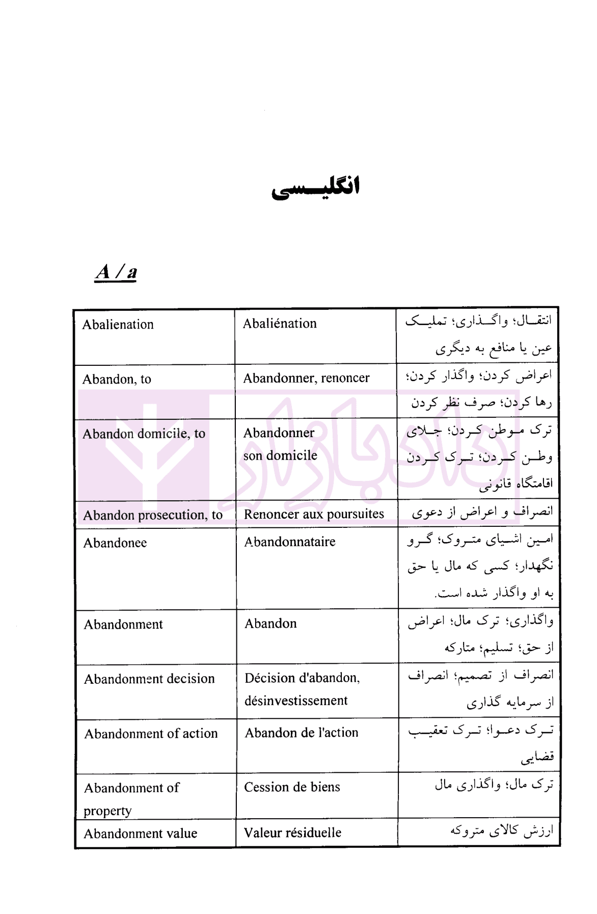 فرهنگ جامع حقوقی (انگلیسی، فرانسه، فارسی) | دکتر موسی زاده و گلریز — تصویر ۲