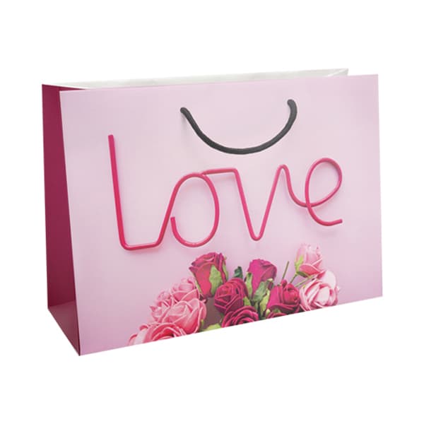 ساکدستی گلاسه طرح Love صورتی
