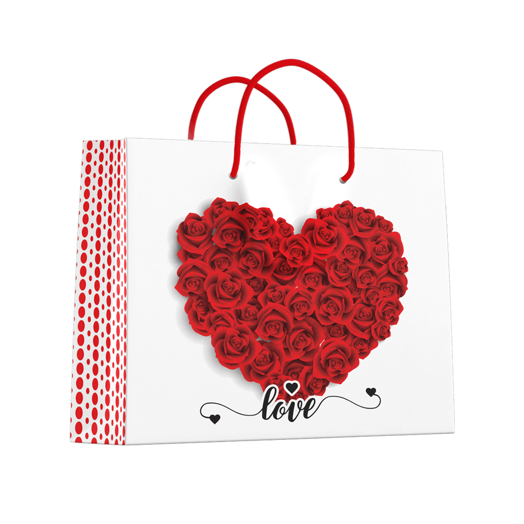ساک دستی هدیه گل رز های قلبی