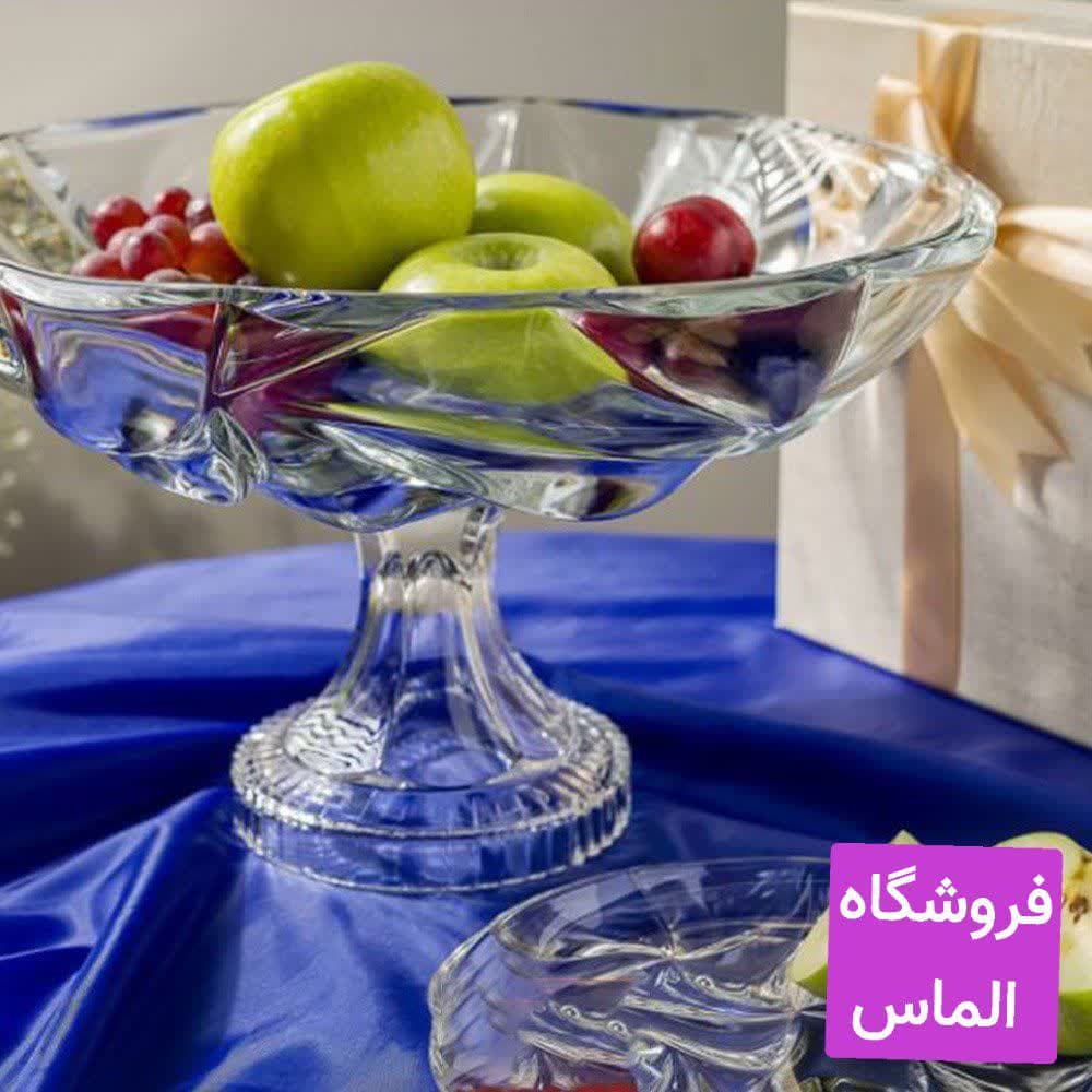 کاسه نیم گود (ظرف میوه ) بوگاتی پایه دار بلور نوری تازه