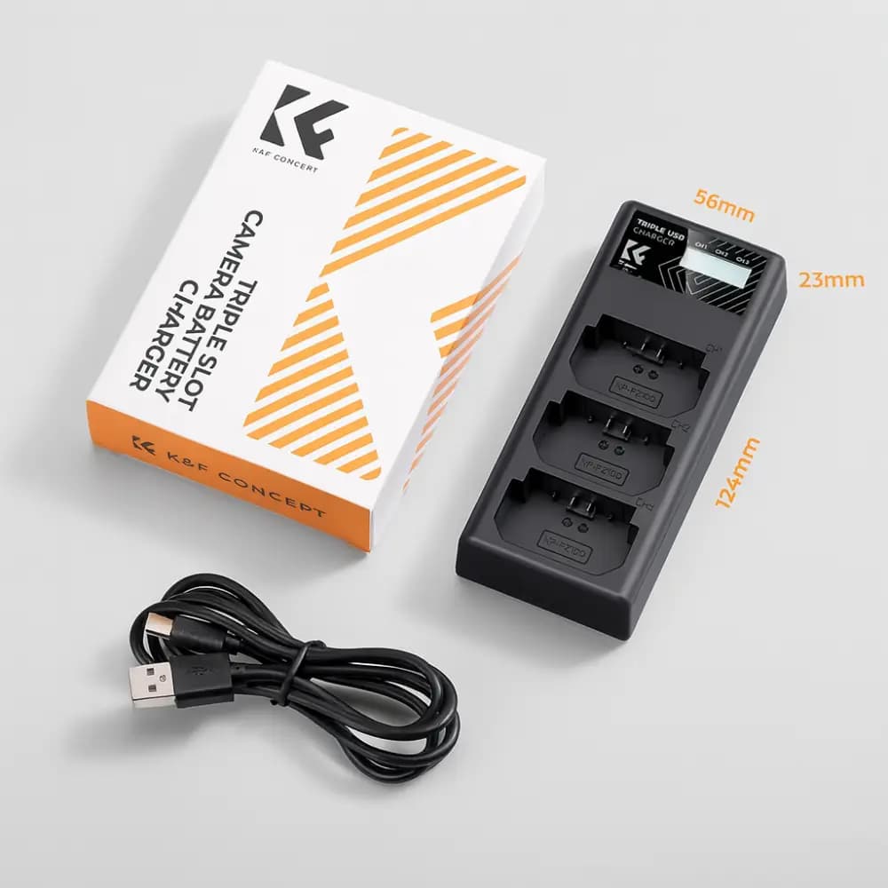شارژر کی اند اف سه تایی K&F Concept NP-FZ100 Battery Charger SKU KF28.0061 — تصویر ۲