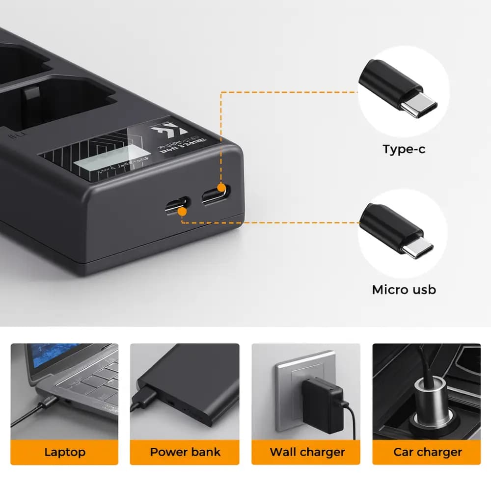 شارژر کی اند اف سه تایی K&F Concept NP-FZ100 Battery Charger SKU KF28.0061 — تصویر ۳