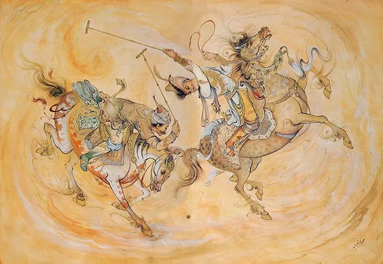 پوستر دیواری سه بعدی مینیاتور چوگان