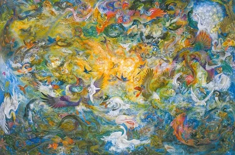 پوستر دیواری سه بعدی مینیاتور پرندگان — تصویر ۲