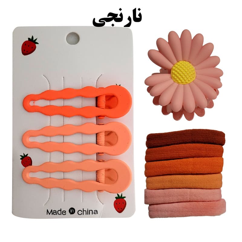 ست کش و کلیپس و گیره مو زنانه مدل انبری طیفی و شمعی بابونه کد 06043 مجموعه 10 عددی — تصویر ۶
