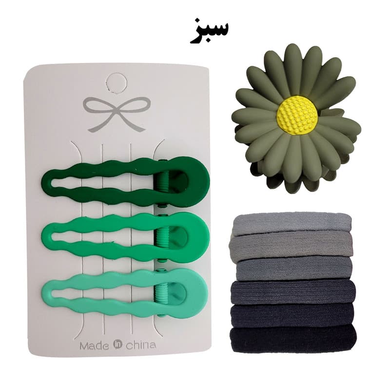 ست کش و کلیپس و گیره مو زنانه مدل انبری طیفی و شمعی بابونه کد 06043 مجموعه 10 عددی — تصویر ۵
