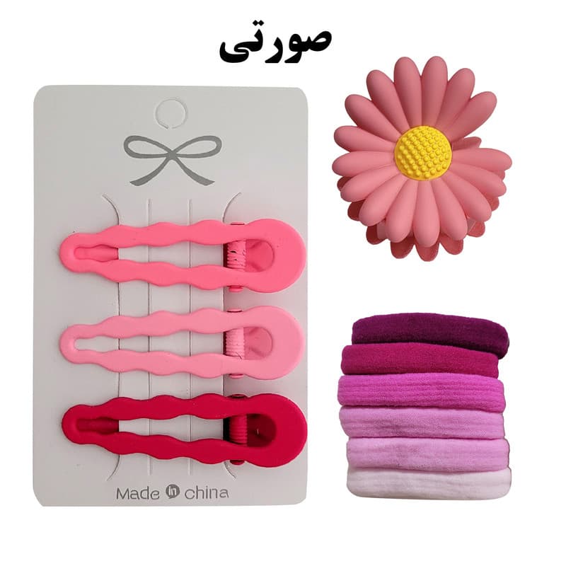 ست کش و کلیپس و گیره مو زنانه مدل انبری طیفی و شمعی بابونه کد 06043 مجموعه 10 عددی — تصویر ۸