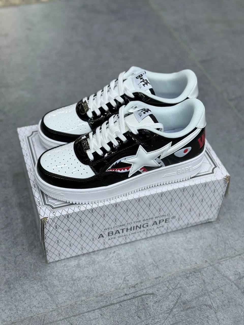 کتانی نایک ایر فورس بیپ nike airforce bape مشکی و سفید