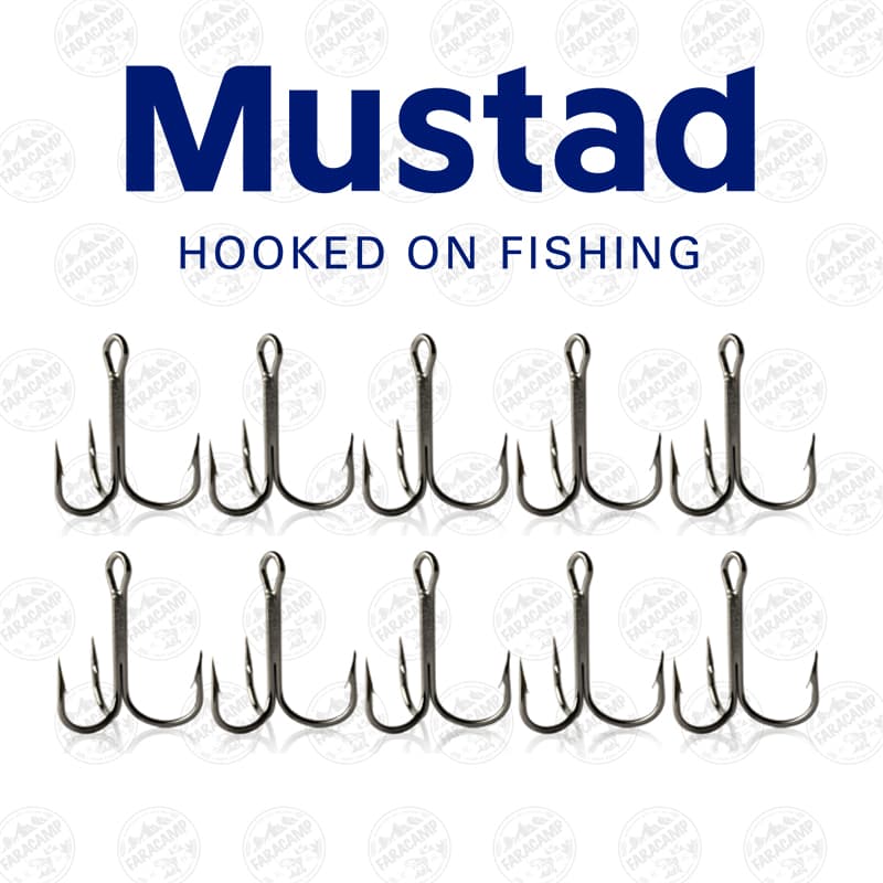 قلاب سه شاخ موستاد نیکل مشکی سایز ۱۶ بسته ۱۰ عددی MUSTAD Triples HOOKS