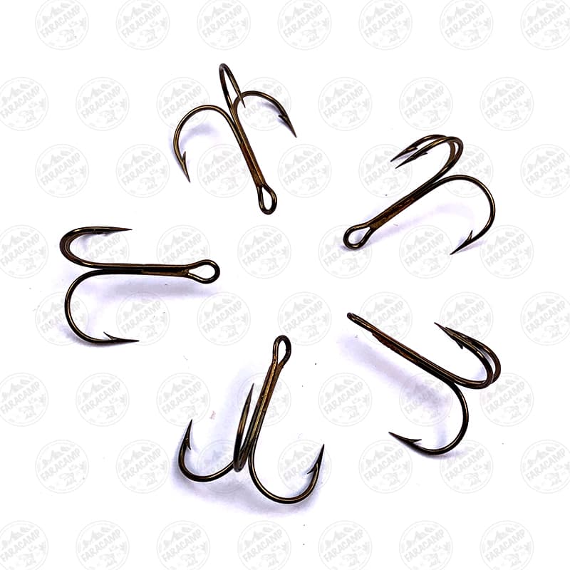 قلاب سه شاخ موستاد برنز سایز ۴ بسته ۵ عددی MUSTAD Hameçons Triples Ronds HOOKS 5841O — تصویر ۳