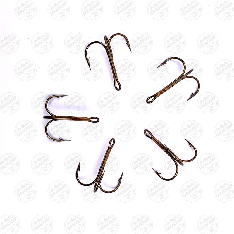 قلاب سه شاخ موستاد برنز سایز ۴ بسته ۵ عددی MUSTAD Hameçons Triples Ronds HOOKS 5841O — تصویر ۲