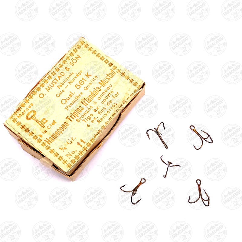 قلاب سه شاخ سرکج موستاد برنز سایز ۱۱ بسته ۵ عددی MUSTAD Hameçons Triples Irlandais HOOKS 581K