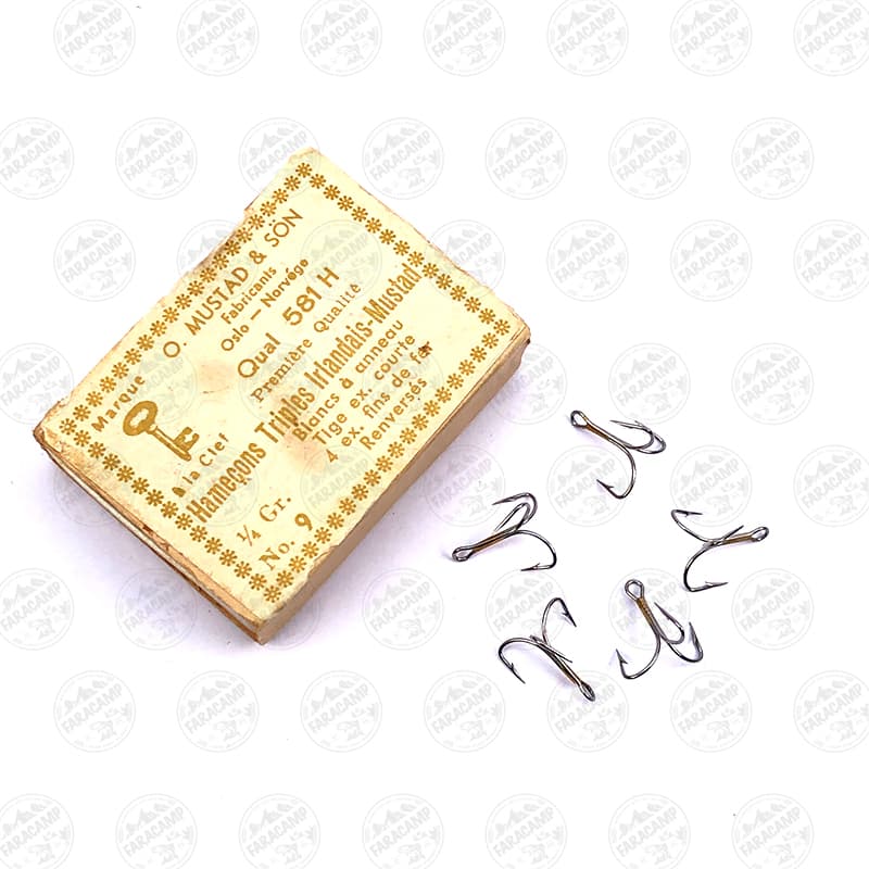 قلاب سه شاخ سرکج موستاد نیکل سایز ۹ بسته ۵ عددی MUSTAD Hameçons Triples Irlandais HOOKS 581H
