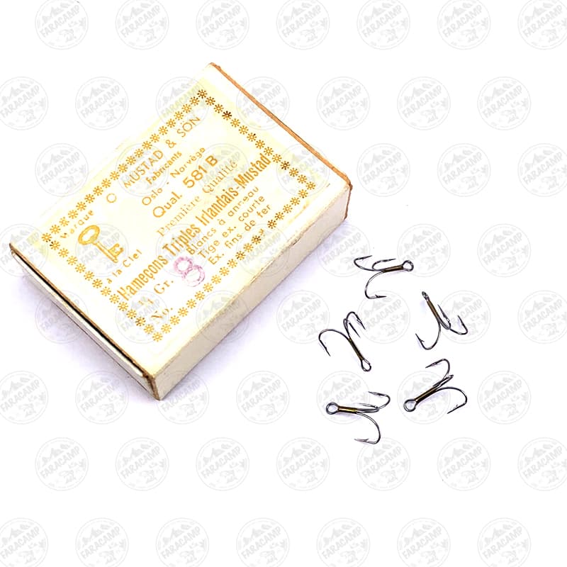 قلاب سه شاخ موستاد نیکل سایز ۸ بسته ۵ عددی MUSTAD Hameçons Triples Irlandais HOOKS 581B