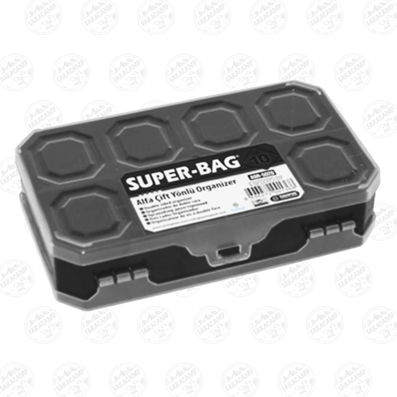 جعبه ابزار (ارگانایزر) لوازم ماهیگیری ۱۰ خانه Super-Bag 10 دوطرفه مدل ASR-5020 مشکی — تصویر ۵