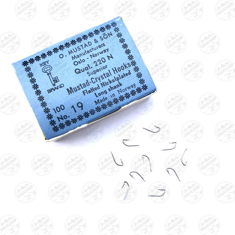 قلاب موستاد نیکل نروژ بدون چشمه سایز 19 بسته 10 عددی MUSTAD Crystal 220N