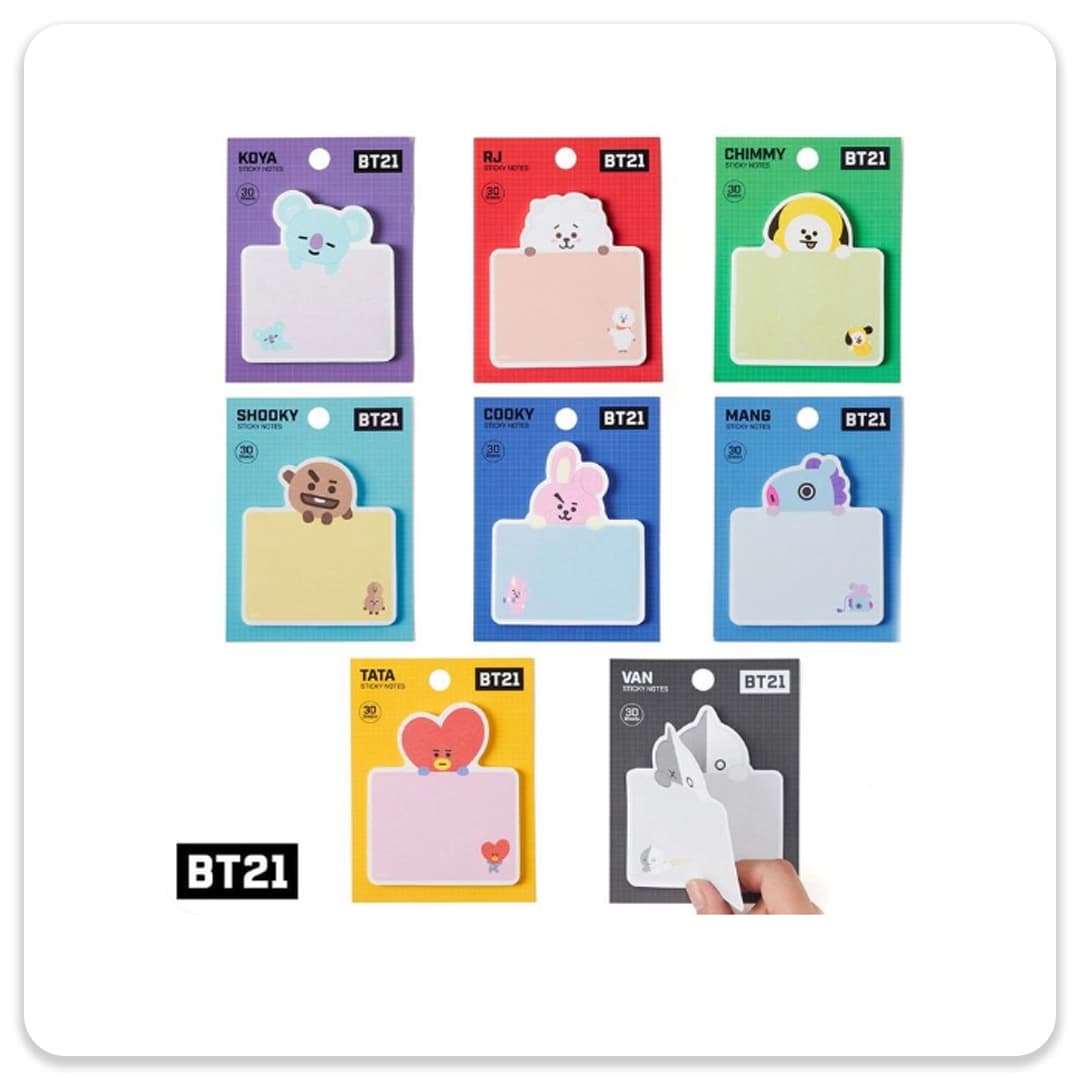 استیک نوت شخصیت کارتونی BTS (مدل رندوم) — تصویر ۲