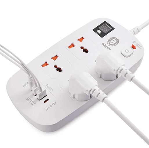 هاب شارژر و چندراهی محافظ برق گرین مدل Green Lion 40W Multiport Smart Power Socket 3500W — تصویر ۳