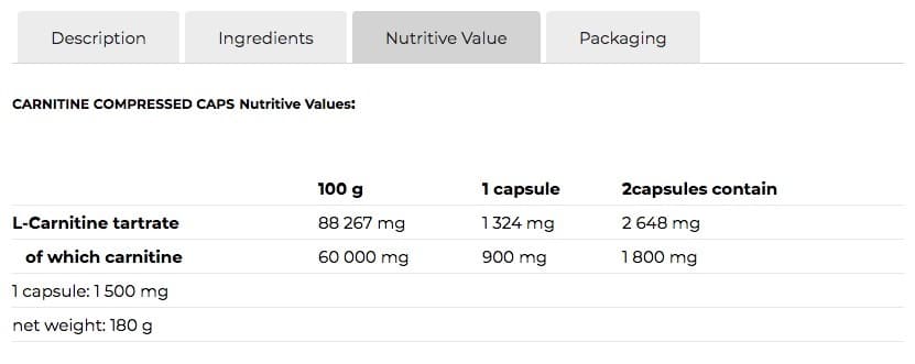 کارنیتین کامپرسد ناترند | NUTREND CARNITINE COMPRESSED CAPS — تصویر ۲