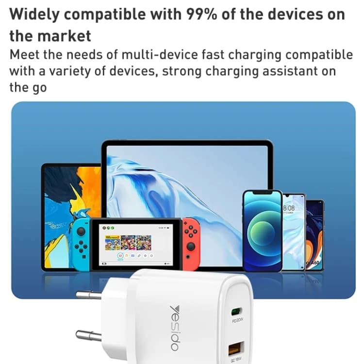 شارژر دیواری 20 وات یسیدو مدل YC47 به همراه کابل لایتنینگ — تصویر ۸