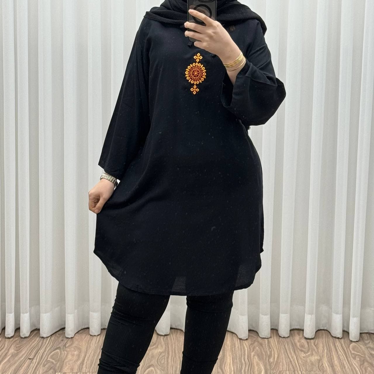 تونیک نخی گلدوزی مشکی