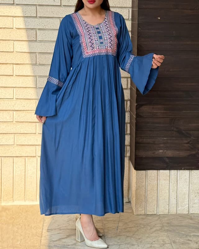 پیراهن ساحلی زنانه گلدوزی هندی مانیا — تصویر ۶