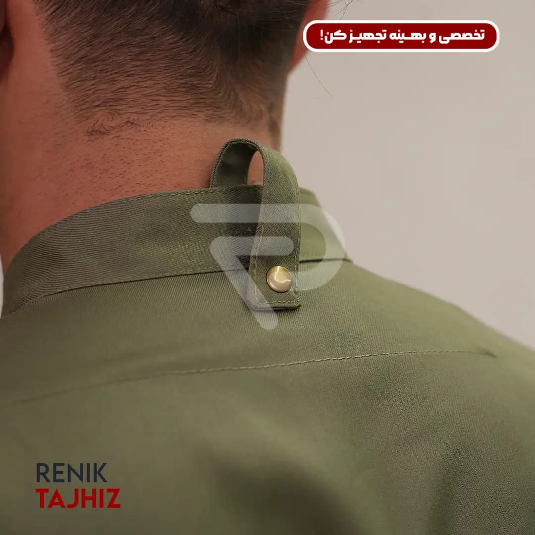 روپوش (کت سر آشپز) زیپ دار سبز CHEF’S COAT — تصویر ۵