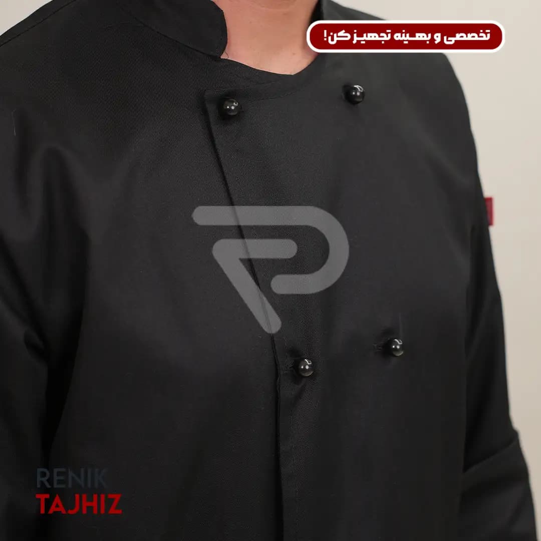 روپوش (کت سر آشپز) مشکی CHEF’S COAT — تصویر ۸