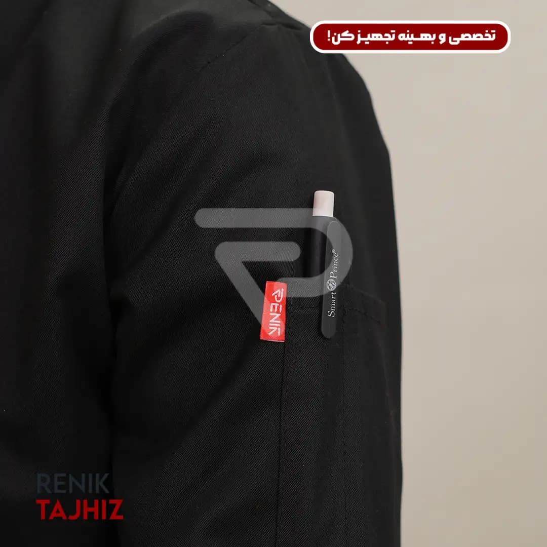 روپوش (کت سر آشپز) مشکی CHEF’S COAT — تصویر ۷