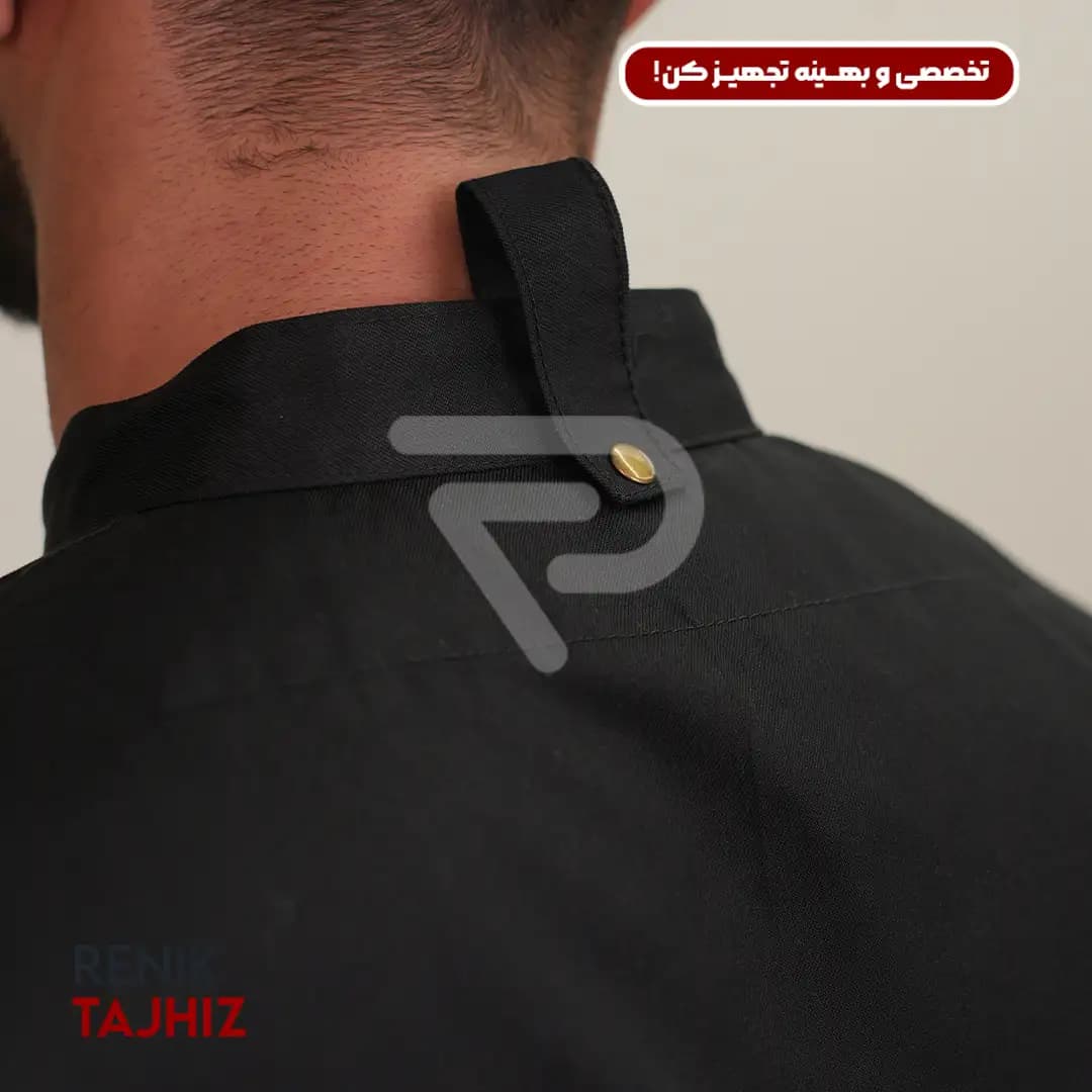 روپوش (کت سر آشپز) مشکی CHEF’S COAT — تصویر ۶