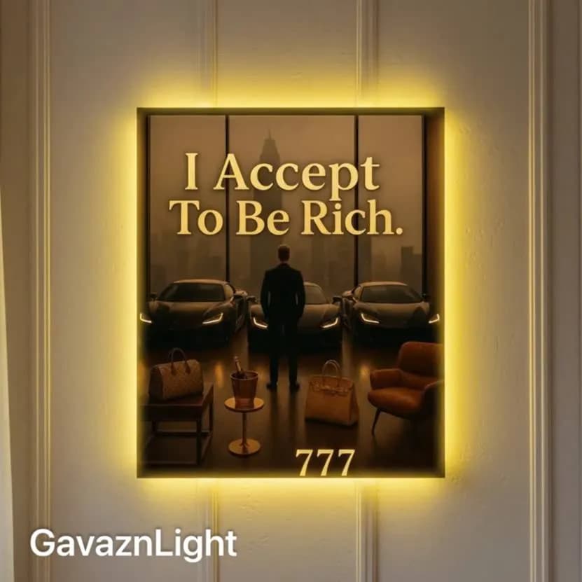 تابلو بک لایت I Accept To Be Rich