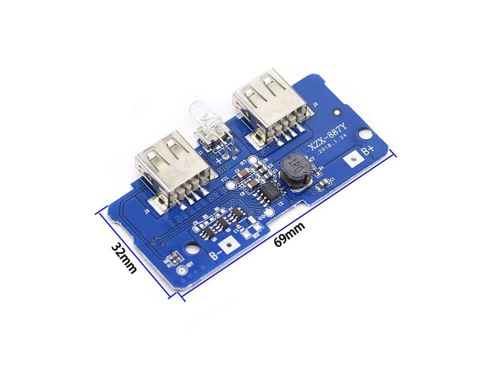 ماژول پاور بانک دارای دو خروجی 5V 1A – 2A USB