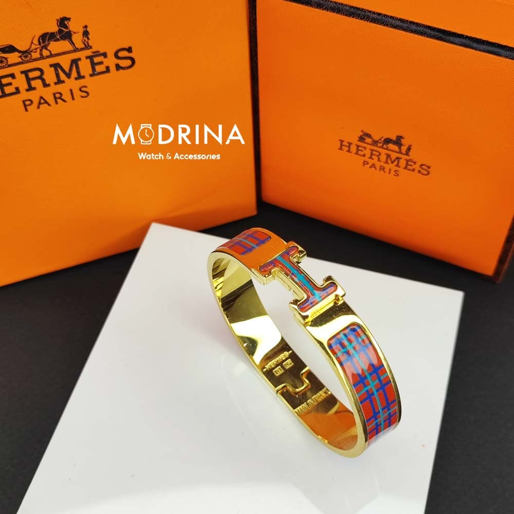 دستبند زنانه هرمس (Hermes) طرح دار قرمز