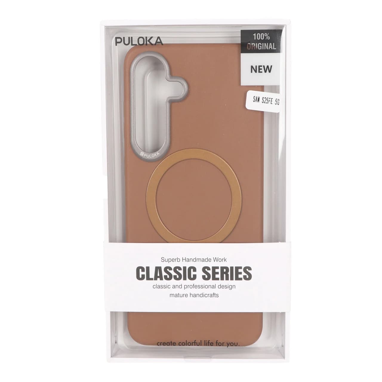 قاب Puloka چرمی Magnet فلزی دور لنز براق Samsung Galaxy S25 FE — تصویر ۲
