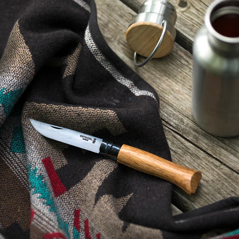 چاقو اپینل 08 استنلس آنودایز – چوب بلوط – لوکس ادیشن Opinel No.08 Black Oak Folding Knife — تصویر ۲