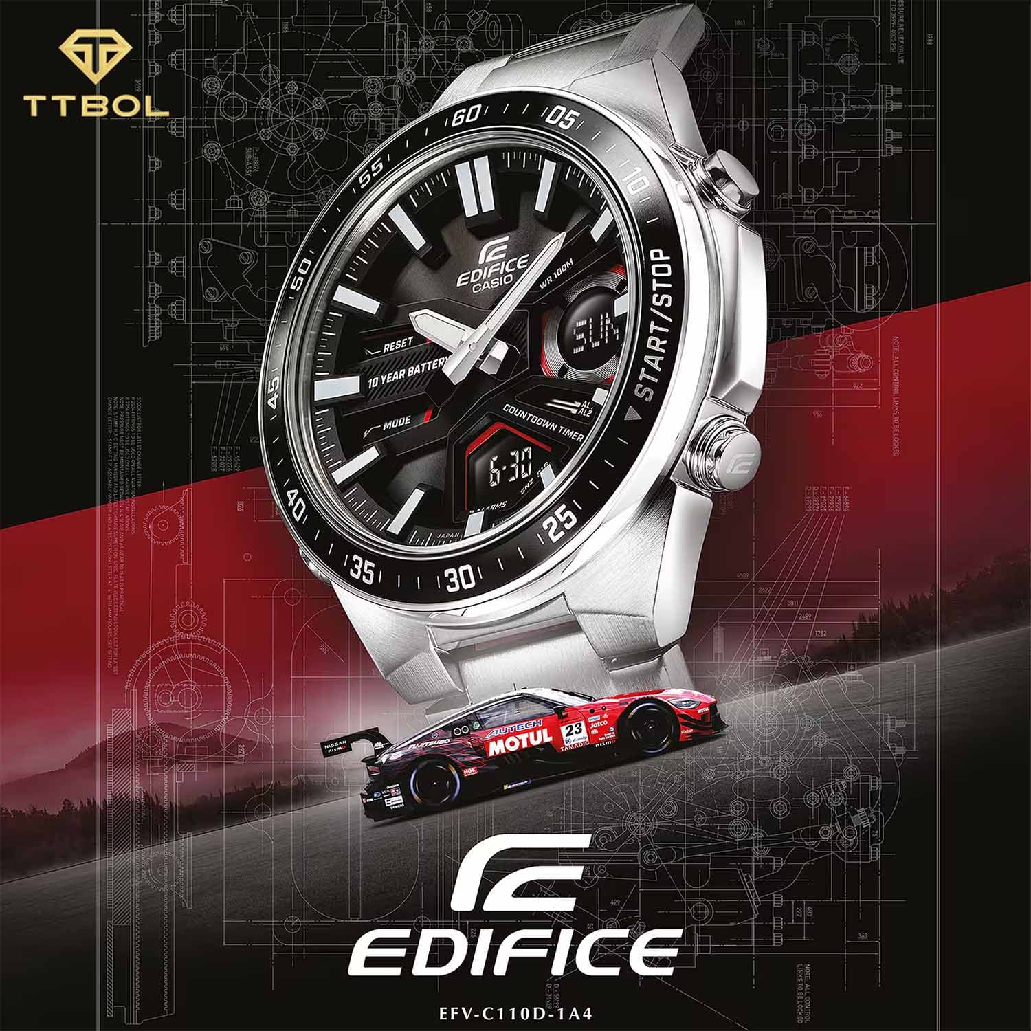 ساعت مچی مردانه کاسیو ادیفایس CASIO EDIFICE EFV-C110D-1A4V — تصویر ۲