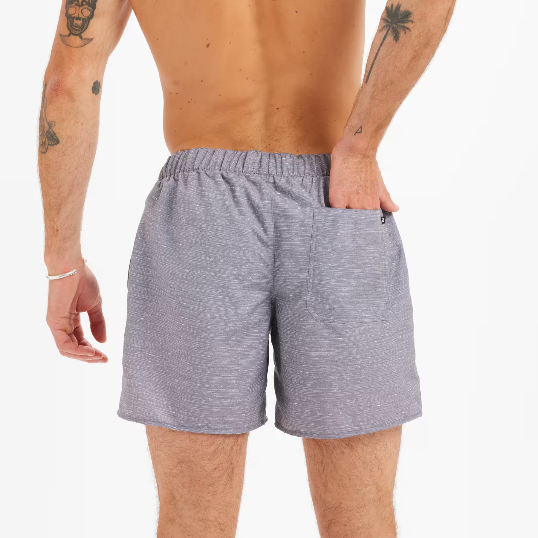 مایو موج سواری الیان – دکتلون Decathlon Olaian Men’s Short 15″ Swim Shorts – Gray – Patterned – CYCAS 100 — تصویر ۵