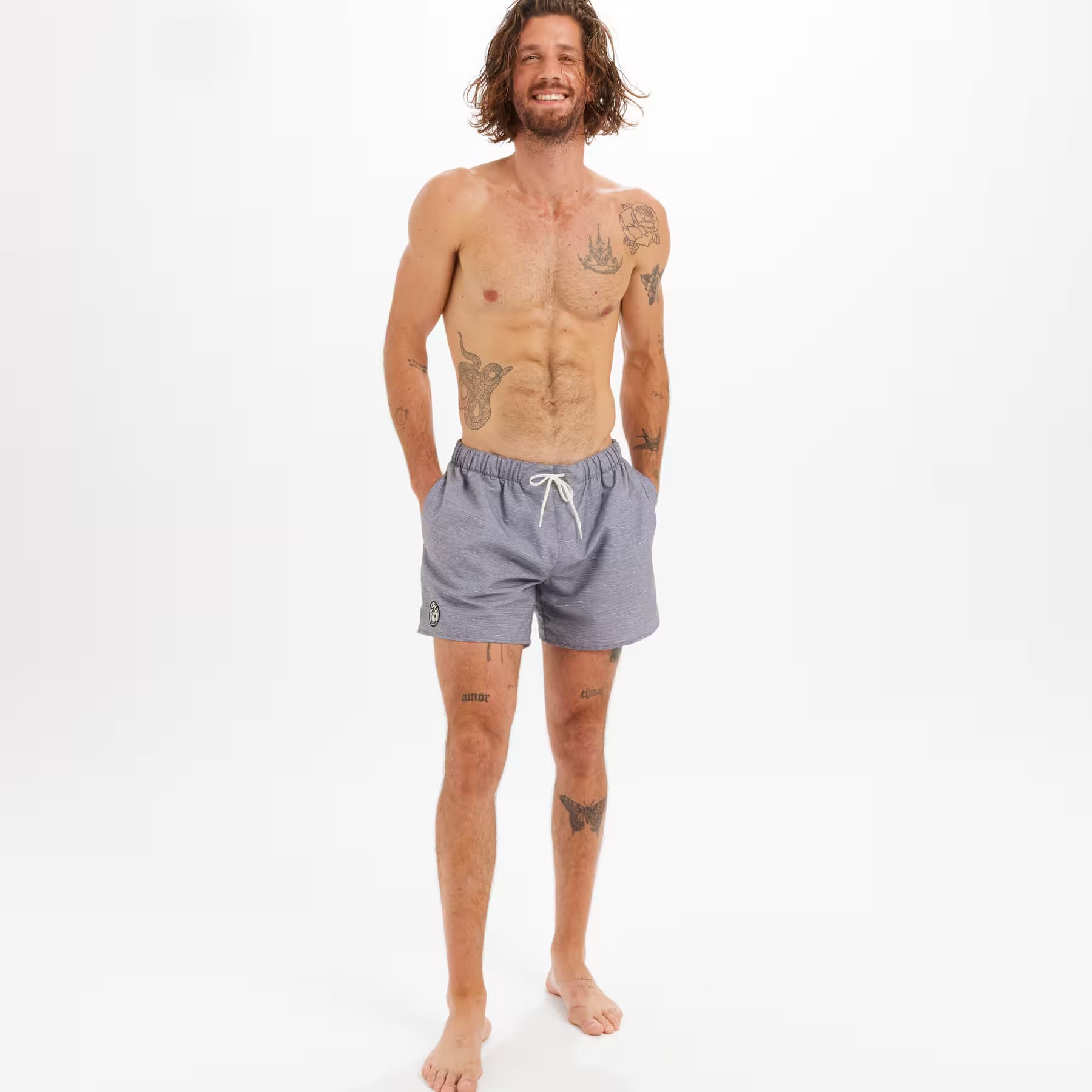 مایو موج سواری الیان – دکتلون Decathlon Olaian Men’s Short 15″ Swim Shorts – Gray – Patterned – CYCAS 100 — تصویر ۷