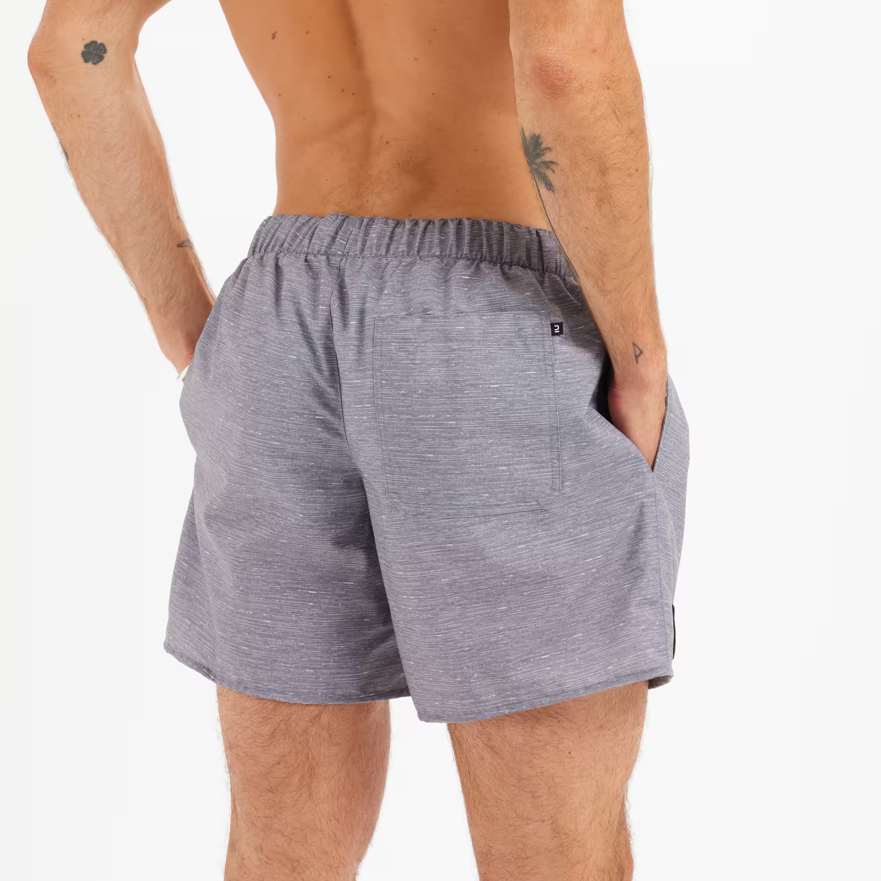 مایو موج سواری الیان – دکتلون Decathlon Olaian Men’s Short 15″ Swim Shorts – Gray – Patterned – CYCAS 100 — تصویر ۴