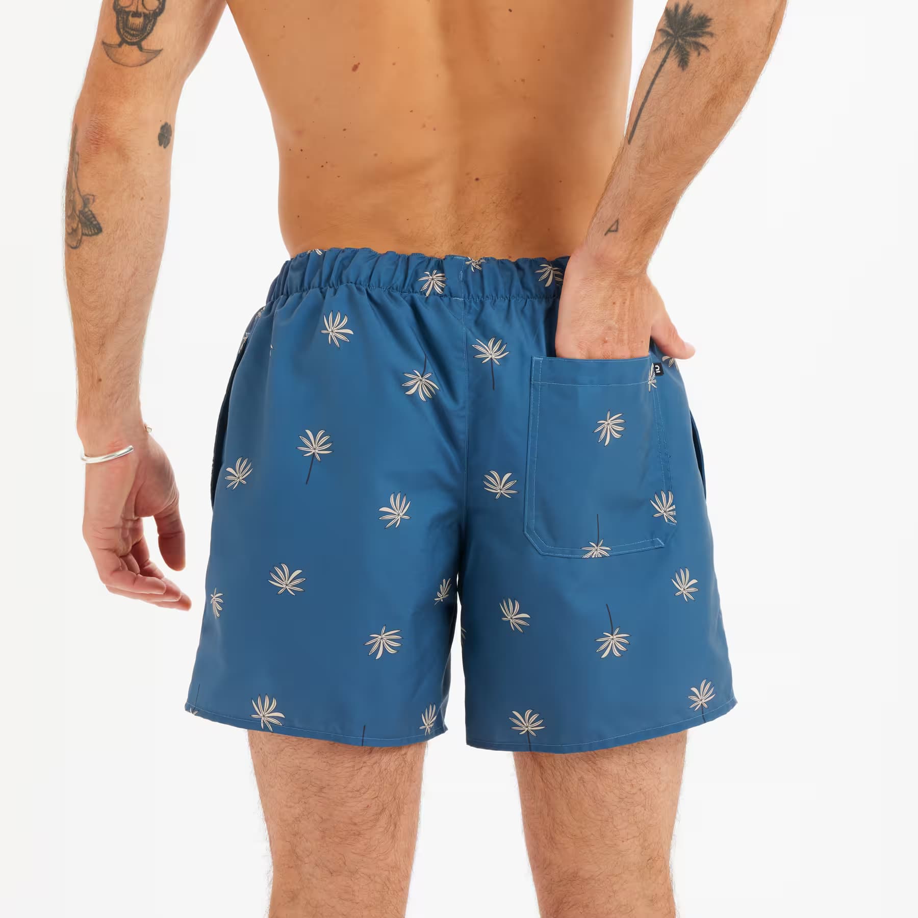 مایو موج سواری الیان – دکتلون Decathlon Olaian Men’s Short 15″ Swim Shorts – Blue – Patterned – CYCAS 100 — تصویر ۴