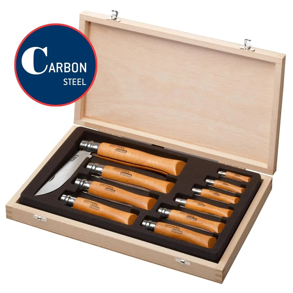 ست چاقو اپینل کربن 10 تایی Opinel Carbon Steel Folding Knife Collector Set
