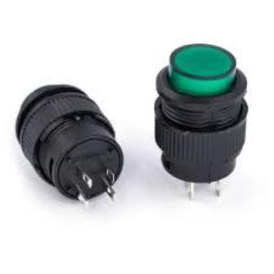 کلید فشاری خاموش، روشن (ON/OFF) چراغدار 2 ولتی 220 ولت 3 آمپر طلق سبز مدل (R16-503) — تصویر ۲