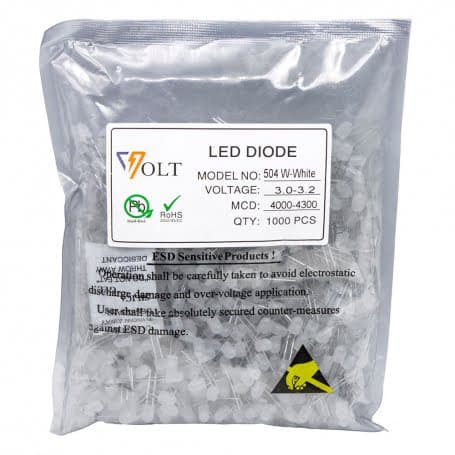 OVAL LED سفید 5mm برند VOLT بسته 1000 تایی