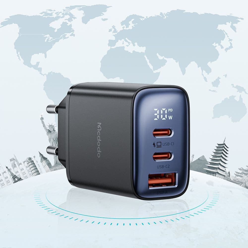 شارژر 3 پورت 30 وات مک دودو Mcdodo Digital Display Fast Charge CH-2180 — تصویر ۲