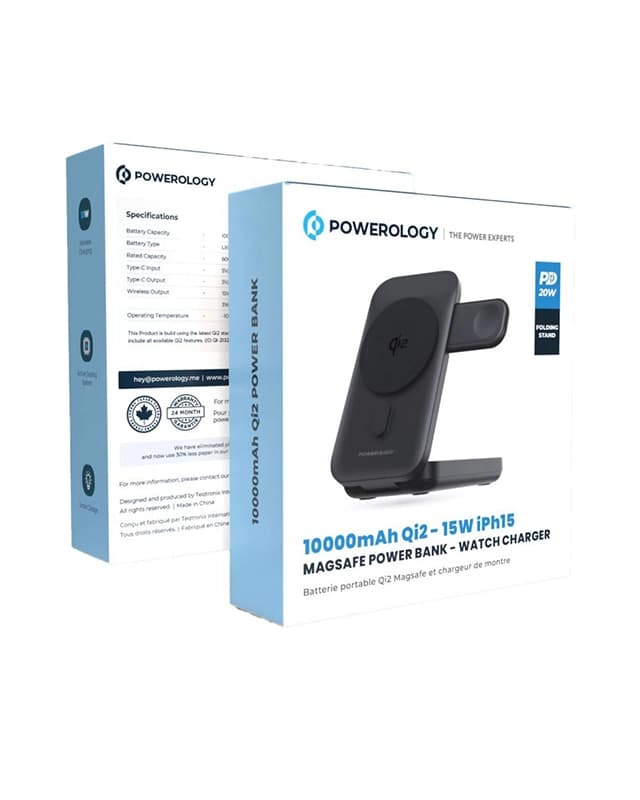 پاوربانک 10000 میلی آمپر وایرلس پاورولوژی Powerology 10000mAh 15W MagSafe Power Bank PPBCHA35-BK — تصویر ۵